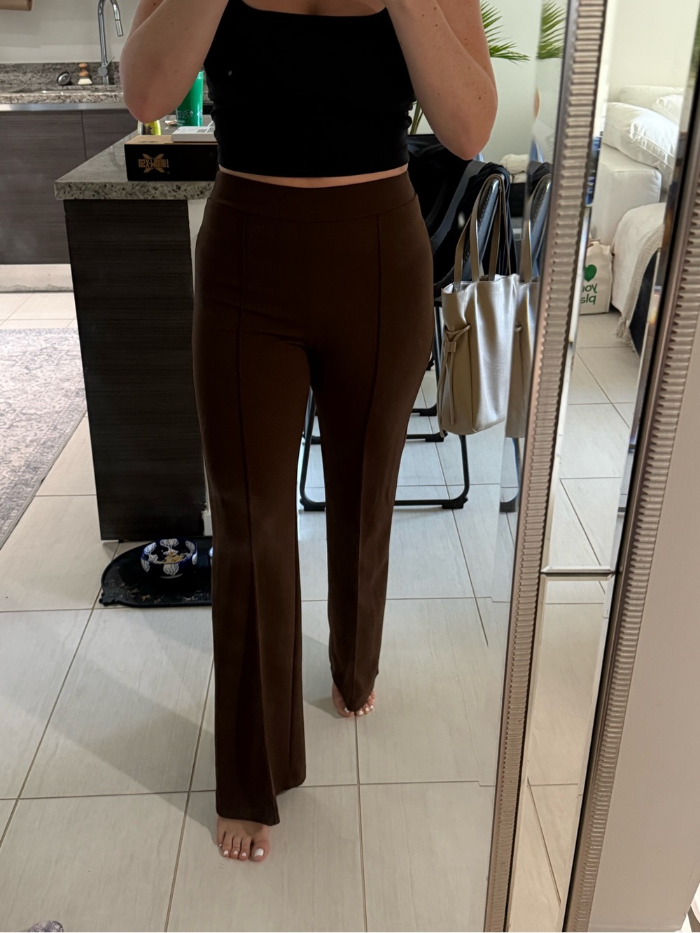 Fashion Nova Brown Straight Leg High-Waist Pants